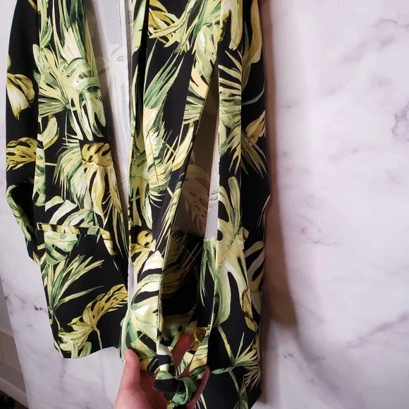 ASHLEY STEWART tropical palm leaves open front business casual blazer 14… - Picture 2 of 8